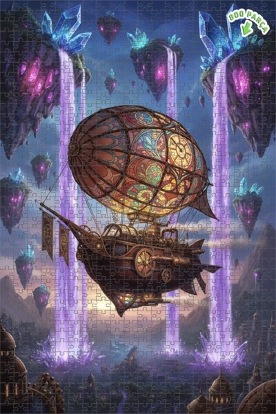 Teona Ahşap لغز خشبي مؤطر بطبقتين بتصميم السفينة الهوائية الغامضة والشلالات ا...