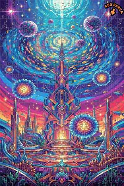 Teona Ahşap لغز خشبي بإطار ذو طابقين بمظهر لوحة زيتية لمدينة تحت الماء الفلكي...