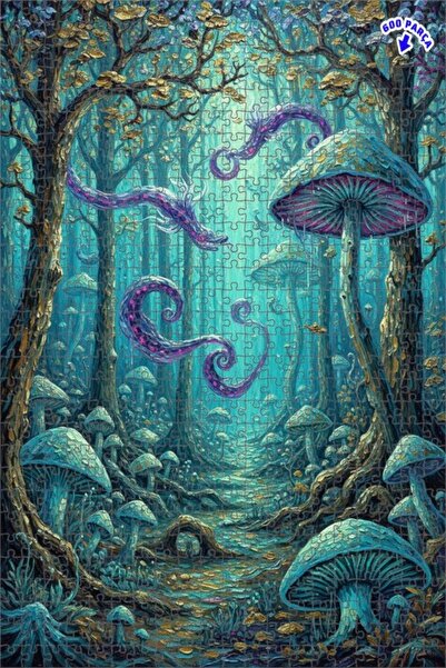 Teona Ahşap لغز خشبي بمظهر لوحة زيتية لتنين الغابة الخيالية 600 قطعة 50×35