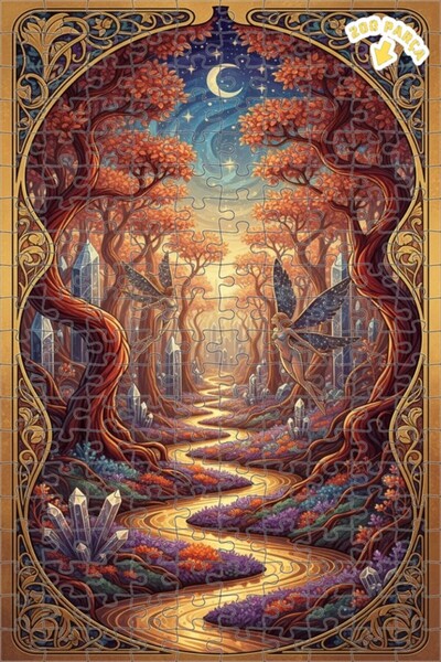 Teona Ahşap لغز خشبي مؤطر بطبقتين من فيري فورست ماجيكال رحلة 200 قطعة 25x35