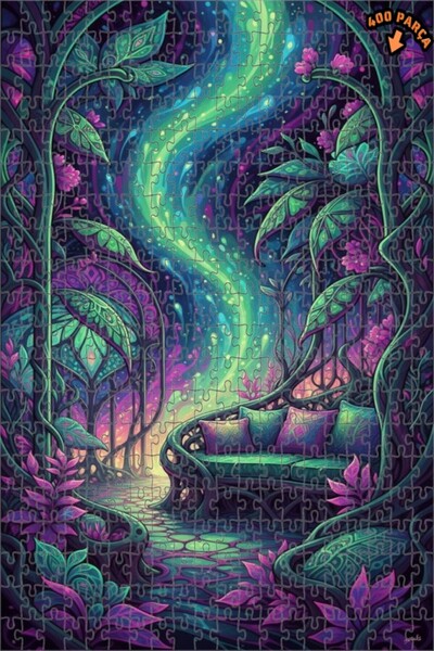 Teona Ahşap لغز خشبي على شكل غابة سحرية بمظهر ألوان مائية 400 قطعة 35x35