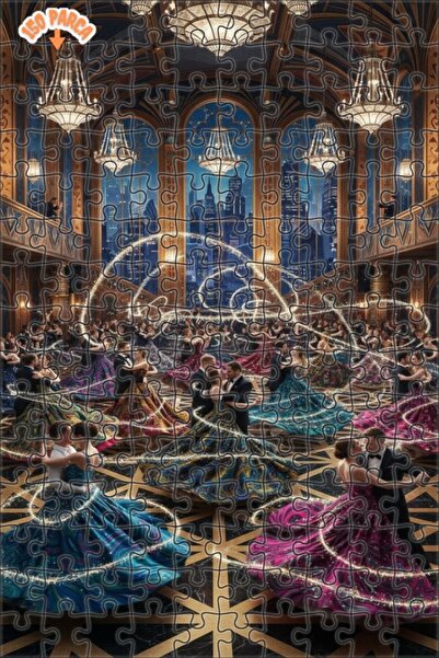 Teona Ahşap Dancing Couples Ballroom Dream Double-Decker Framed Wooden Puzzle...