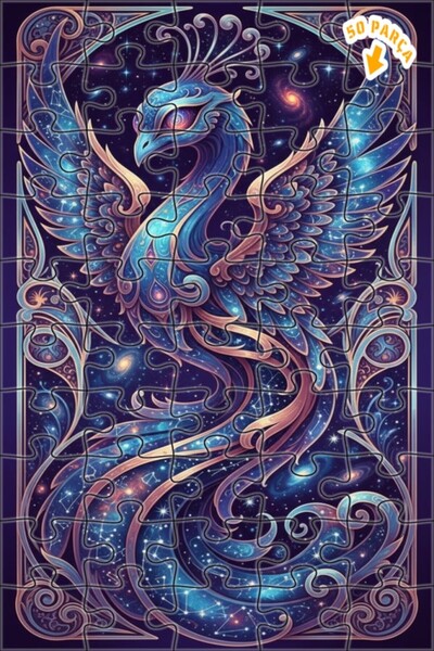 Teona Ahşap لغز خشبي بإطار مزدوج الطبقات بمظهر لوحة زيتية لطائر الفينيق الكون...