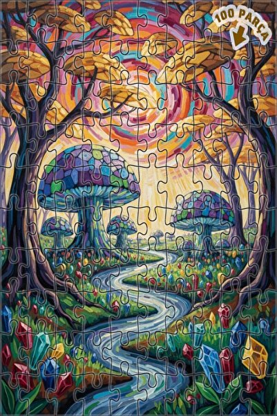 Teona Ahşap لغز خشبي مؤطر بطبقتين من غابة الفطر السحرية 100 قطعة 25x25