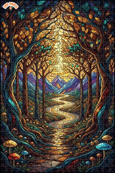 Teona Ahşap لغز خشبي فني بمنظر غابة ساحر بتأثير اللوحات الزيتية 500 قطعة 50×30