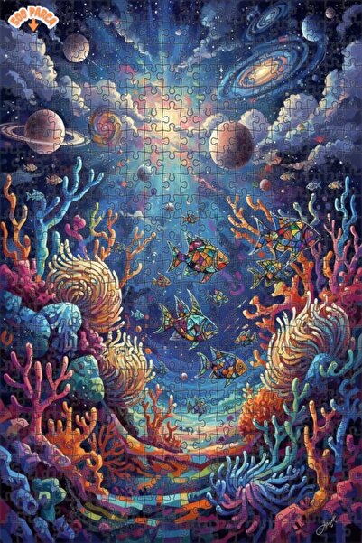 Teona Ahşap لغز خشبي ملون على شكل أسماك المحيط الكوني ذو طبقتين بإطار 500 قطع...