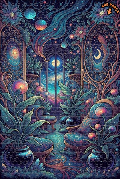 Teona Ahşap لغز خشبي مؤطر بطبقتين بمظهر لوحة زيتية للحديقة الكونية الغامضة، 4...