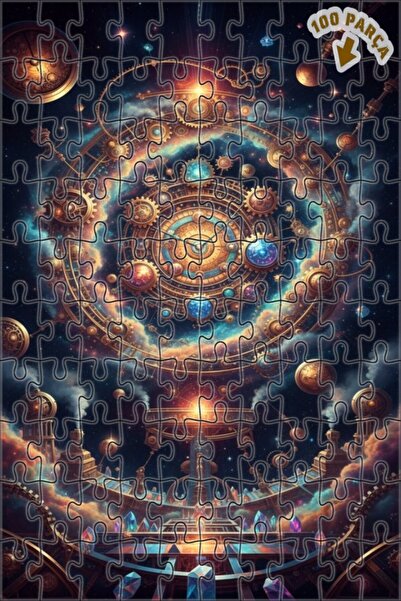 Teona Ahşap آلية ساعة الكون على طراز ستيمبانك، لوحة زيتية، لغز خشبي بإطار مزد...