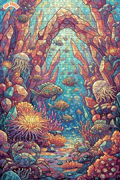 Teona Ahşap لغز خشبي بإطار مزدوج الطبقات بمظهر لوحة زيتية كريستالية تحت الماء...