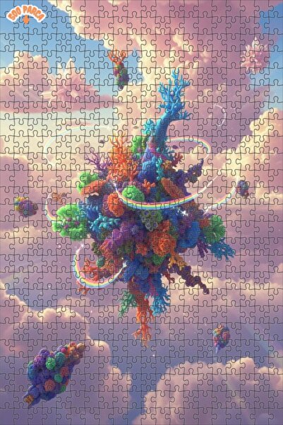 Teona Ahşap لغز خشبي مؤطر بطبقتين بتصميم فني ملون للمرجان تحت الماء، 500 قطعة...