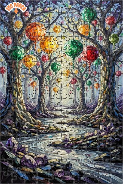 Teona Ahşap Mysterious Crystal Forest Oil Painting Look Wooden Puzzle 150 Pie...