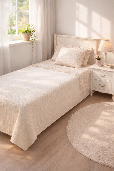 Blue Atelier %100 Pamuk Fırfırlı Pike Yatak Örtüsü Takımı Çocuk Pike Takımı G...