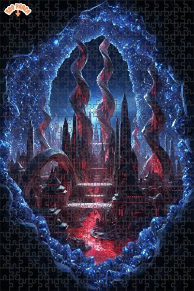 Teona Ahşap لغز خشبي بإطار مزدوج الطبقات بمظهر الطباعة الرقمية لمدينة الكهف ا...