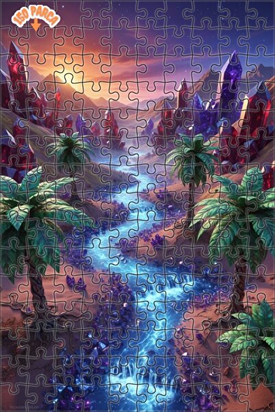 Teona Ahşap لغز خشبي بإطار مزدوج الطبقات بمظهر فني رقمي من كريستال فالي، 150 ...