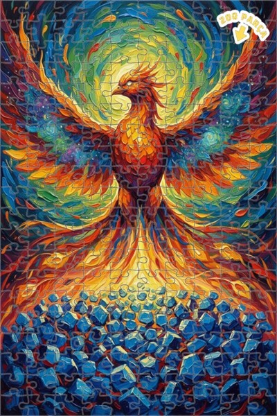 Teona Ahşap لغز خشبي بمظهر لوحة زيتية لطائر الفينيق المشتعل 200 قطعة 25×35