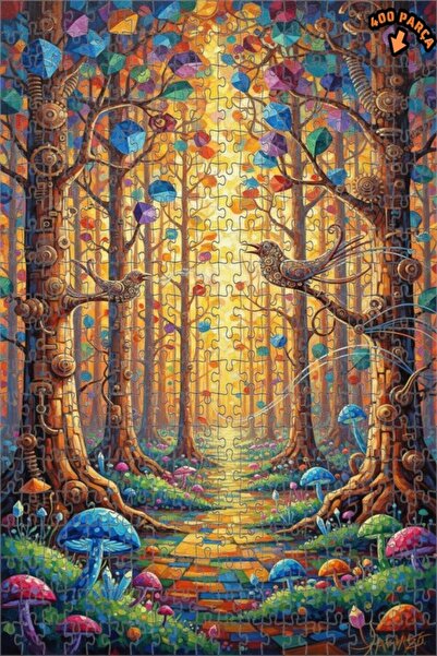 Teona Ahşap لغز خشبي مؤطر بطبقتين بمظهر لوحة زيتية لطيور الغابة السحرية 400 ق...