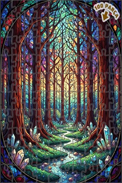 Teona Ahşap لغز خشبي مؤطر بطبقتين بمظهر لوحة زيتية لغابة سحرية كريستالية 100 ...