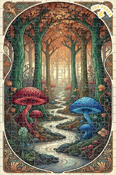 Teona Ahşap لغز خشبي مؤطر بطبقتين من فطر الغابة السحرية 200 قطعة 25x35