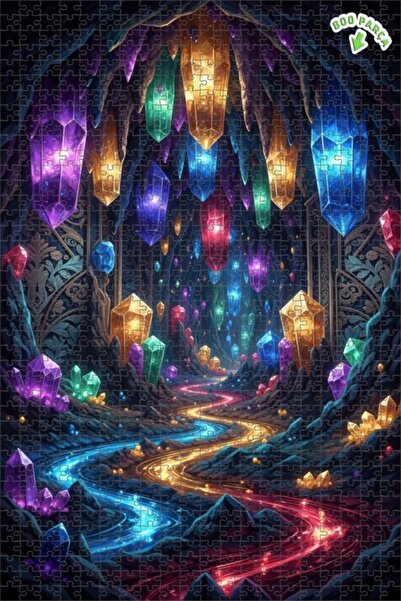 Teona Ahşap لغز خشبي مؤطر بطبقتين بمظهر لوحة زيتية لكهف الكريستال السحري 800 ...