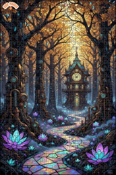 Teona Ahşap لغز خشبي على شكل برج الساعة في الغابة الغامضة ذو طابقين 500 قطعة ...