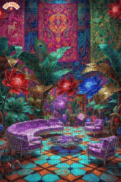 Teona Ahşap لغز خشبي مؤطر بطبقتين بمظهر لوحة زيتية لقصر الغابة السحرية 500 قط...