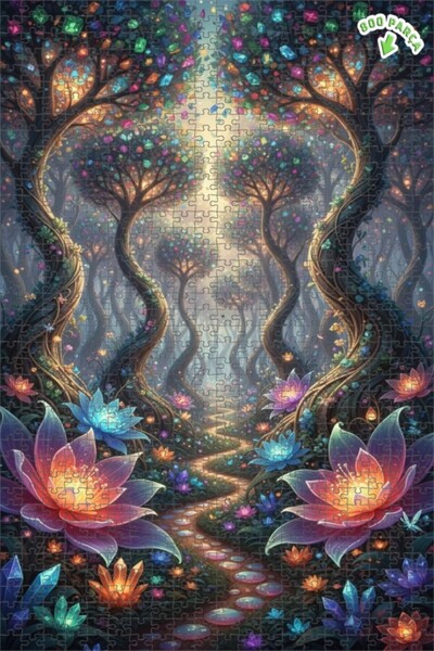 Teona Ahşap غابة الخيال، أشجار كريستالية، مظهر بالألوان المائية، 800 قطعة، 70×50