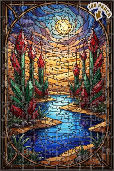 Teona Ahşap لغز خشبي بمظهر الألوان المائية من كريستال فالي، لغز خشبي بإطار مز...