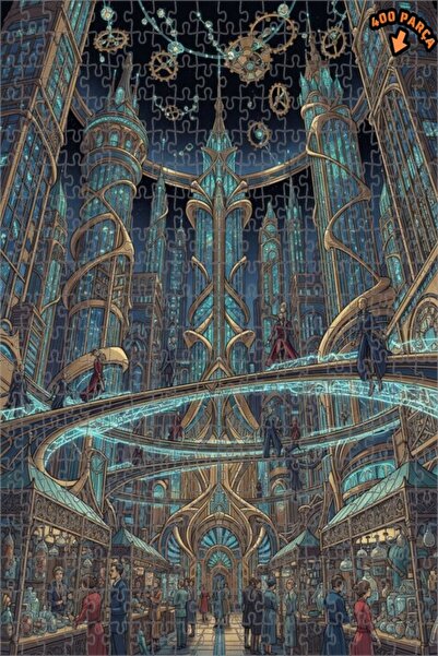 Teona Ahşap لوحة زيتية منقوشة لمدينة فيكتوريا بالبخار، لغز خشبي بإطار من طابق...