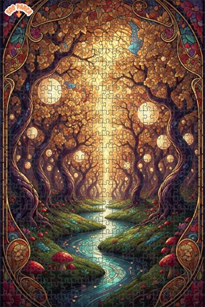 Teona Ahşap لغز خشبي بإطار مزدوج الطبقات بمظهر لوحة زيتية ساحرة للغابة، 500 ق...