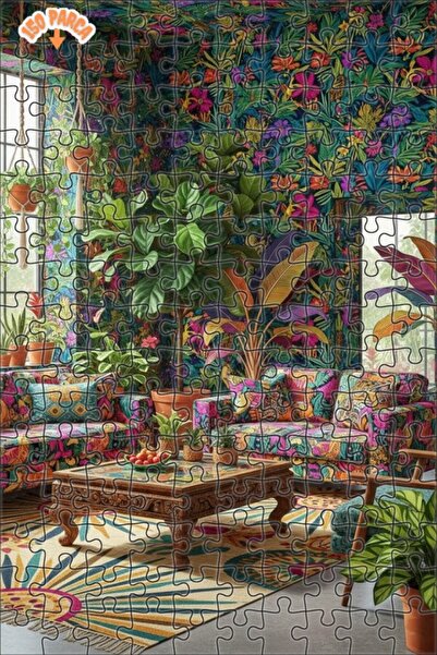 Teona Ahşap Tropical Forest Floral Pattern Double Layer Framed Wooden Puzzle ...