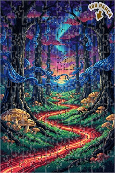 Teona Ahşap لغز خشبي مؤطر بطبقتين من ماركة Magical Forest River، 100 قطعة، 25×25