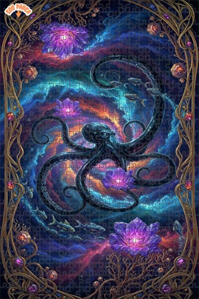 Teona Ahşap لوحة زيتية على شكل أخطبوط فلكي مع زهور كريستالية، لوحة خشبية مؤطر...