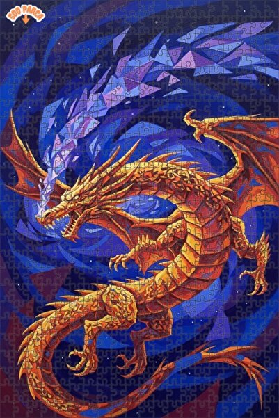 Teona Ahşap لغز خشبي مؤطر بطبقتين بمظهر لوحة زيتية لتنين سحري 500 قطعة 50×30