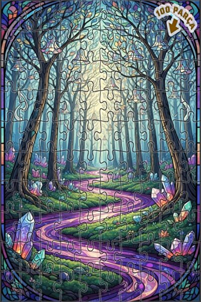 Teona Ahşap لغز خشبي بإطار مزدوج الطبقات بمظهر فسيفساء زجاجي من مسار الغابة ا...