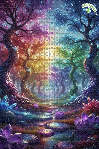 Teona Ahşap غابة قوس قزح، بلورات غامضة، أشجار ملونة، لغز خشبي بإطار مزدوج الط...