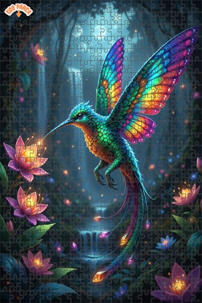 Teona Ahşap لغز خشبي مؤطر بطبقتين بتصميم فني سحري لطائر الفراشة والشلال 500 ق...