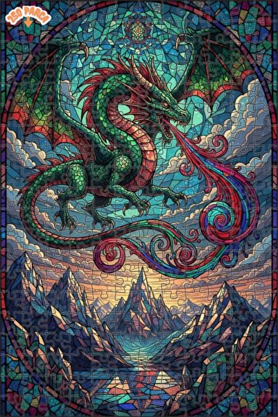 Teona Ahşap لغز خشبي بإطار مزدوج الطبقات بتصميم فني من الزجاج الملون يشبه نار...