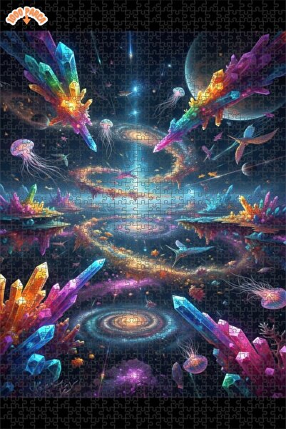 Teona Ahşap Crystal Galaxy Dream Double Layer Framed Wooden Puzzle 1000 Piece...