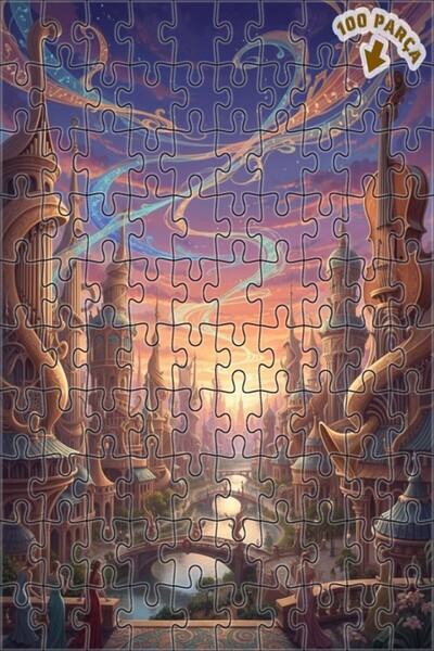 Teona Ahşap لغز خشبي بمنظر طبيعي خيالي لمدينة الموسيقى بمظهر لوحة زيتية 100 ق...