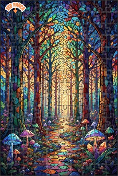 Teona Ahşap لغز خشبي مؤطر بطبقتين من فن الفسيفساء الزجاجية للغابة السحرية 150...