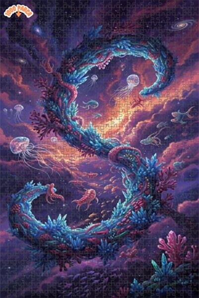 Teona Ahşap لغز خشبي بإطار مزدوج الطبقات بمظهر لوحة زيتية لحيوان بحري فلكي 10...