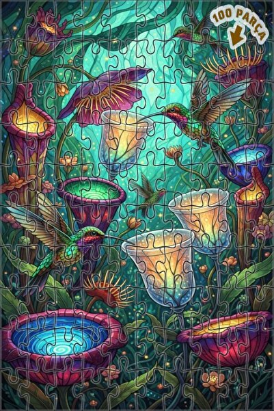 Teona Ahşap لوحة زيتية لطيور الطنان في الماء السحري، لغز خشبي بإطار مزدوج الط...