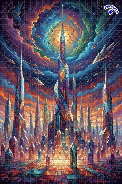 Teona Ahşap لغز خشبي على شكل سفن فضائية في مدينة الكريستال بمظهر الألوان الما...