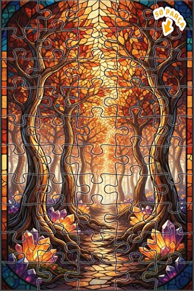 Teona Ahşap لغز خشبي بإطار مزدوج الطبقات بمظهر فسيفساء زجاجي من غابة الكريستا...