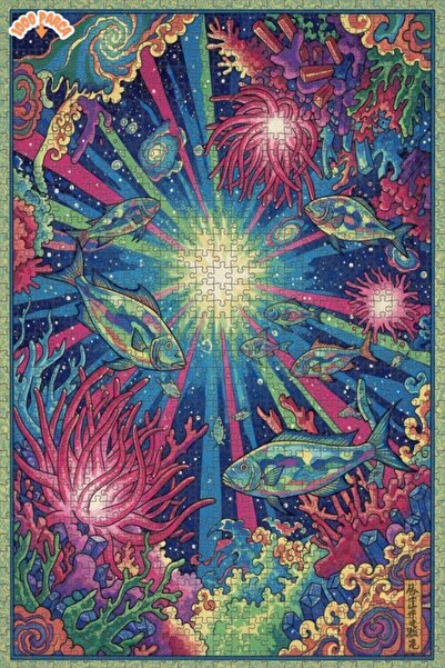 Teona Ahşap لغز خشبي مؤطر بطبقتين بمظهر لوحة زيتية يشبه حلم المحيط الغامض، 10...