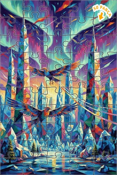 Teona Ahşap لغز خشبي بإطار مزدوج الطبقات من طيور السماء 50 قطعة 15x25