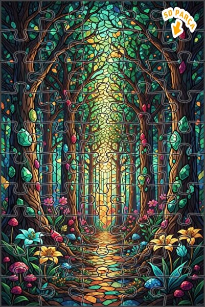 Teona Ahşap لغز خشبي مؤطر بطبقتين من مسار الكريستال الغامض في الغابة 50 قطعة ...