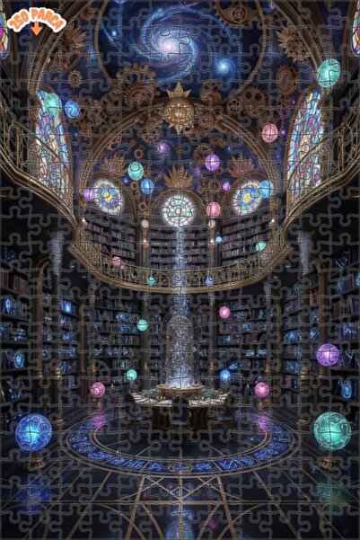 Teona Ahşap لغز خشبي مؤطر بطبقتين بمظهر لوحة زيتية لمكتبة المجرة الغامضة 250 ...