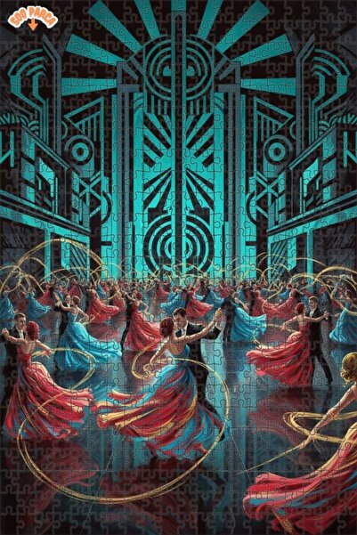 Teona Ahşap Art Deco Ballroom Dancing Oil Painting Look Double Layer Framed W...