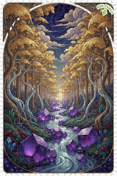Teona Ahşap لغز خشبي مؤطر بطبقتين من مسار الغابة الكريستالية السحرية 800 قطعة...